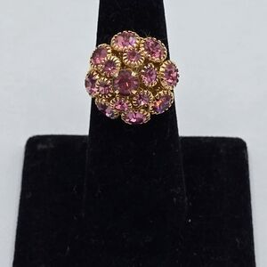 Pink Rhinestone Cluster Ring